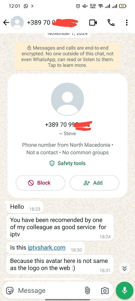 Screenshot of a WhatsApp conversation between a customer and IPTV support agent, discussing playlist customization and removing unwanted language channels for a personalized viewing experience.